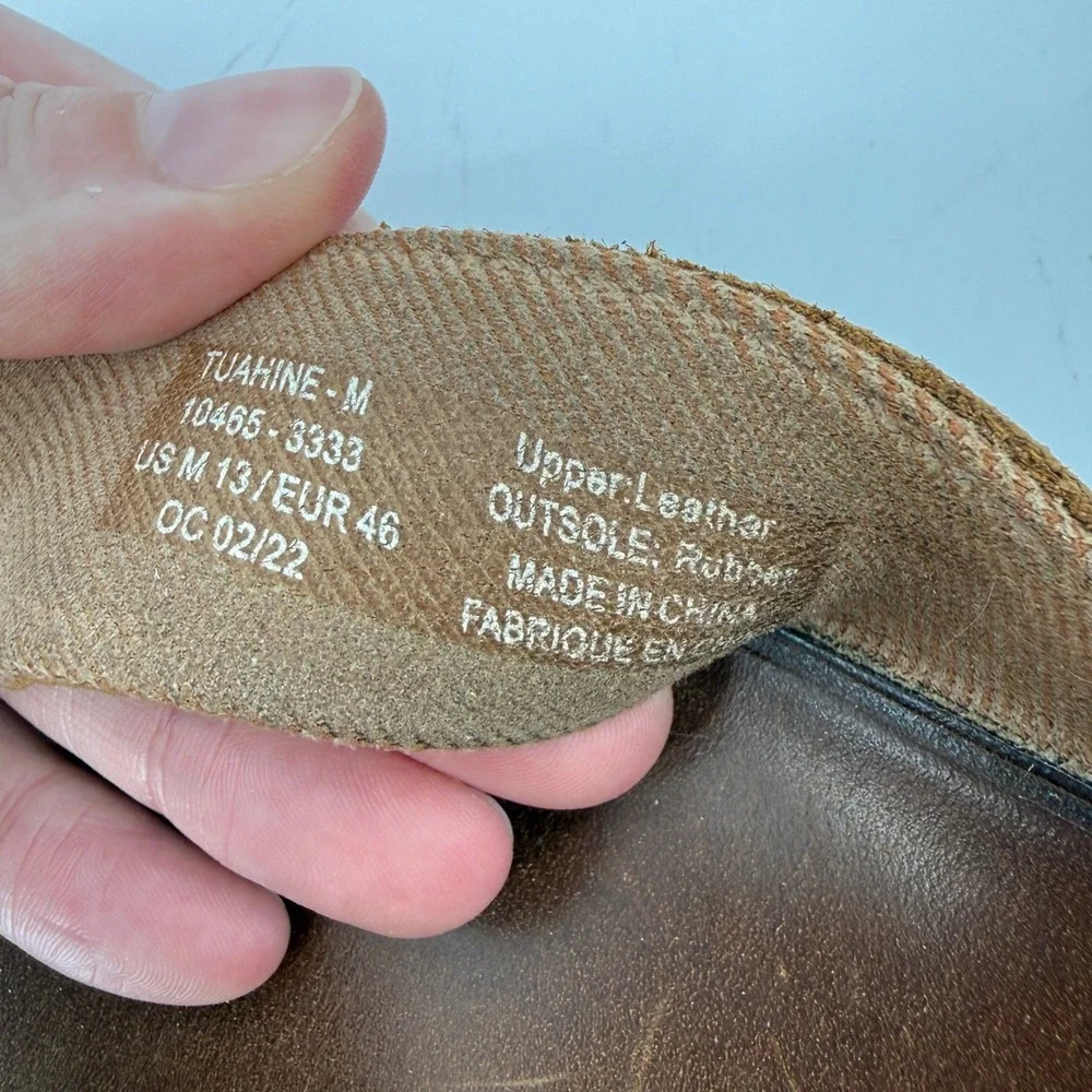 OluKai Tuahine Waterproof Leather Flip Flop Sandals Brown Men 13 Comfort Casual